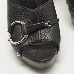 Pre Owned قبقاب منصة جلد أسود مقاس 37 غوتشي آيكون بيت