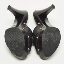 Pre Owned قبقاب منصة جلد أسود مقاس 37 غوتشي آيكون بيت