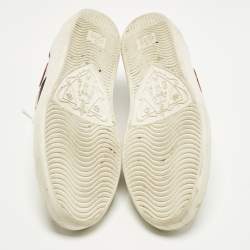 Pre Owned حذاء رياضي غوتشي أيس قلب جلد أبيض/أحمر منخفض من أعلى مقاس 40