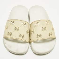 مملوكة مسبقًا Gucci Size 37 Cream GG Rubber Pool Slides 