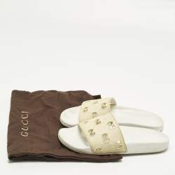 مملوكة مسبقًا Gucci Size 37 Cream GG Rubber Pool Slides 