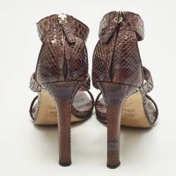 Pre Owned Gucci Size 38.5 Multicolor Python Leather Ankle Strap Sandals