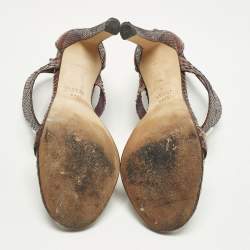 Pre Owned Gucci Size 38.5 Multicolor Python Leather Ankle Strap Sandals