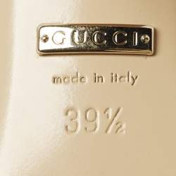 Pre Owned صندل كعب كتلة مع حزام كاحل جلد غوتشي GG ذهبي متلألئ مقاس 36