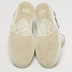 Pre Owned حذاء رياضي غوتشي منخفض من أعلى مطرز بالورود جلد أبيض مقاس 35