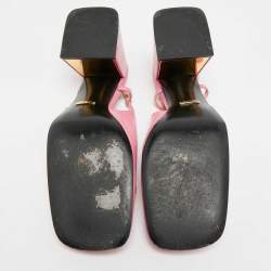 مملوكة مسبقًا حذاء كعب عالي غوتشي سلاي باك كعب بلوك جلد وردي هوورس بيت مقاس 39