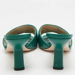 مملوكة مسبقًا صندل سلايد غوتشي دوبل جي جلد ماتيلاسيه أخضر مقاس 39