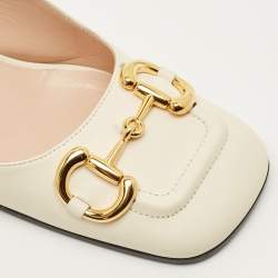 Pre Owned حذاء كعب عالي غوتشي جلد أبيض بكعب سميك وإبزيم مقاس 39