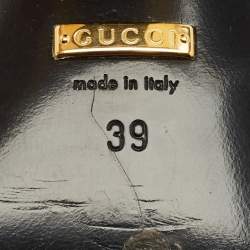 Pre Owned حذاء كعب عالي غوتشي جلد أبيض بكعب سميك وإبزيم مقاس 39