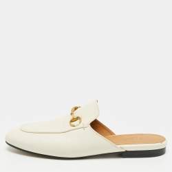 مملوكة مسبقًا Gucci Princetown Size 38 Cream Leather Mules