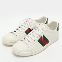 Pre Owned حذاء رياضي غوتشي رباط برباط ويب جلد أسود ونقش جلد التمساح مقاس 38