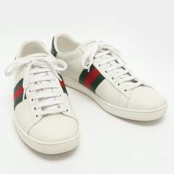 Pre Owned حذاء رياضي غوتشي رباط برباط ويب جلد أسود ونقش جلد التمساح مقاس 38