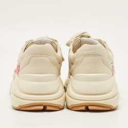 مملوكة مسبقًا حذاء رياضي غوتشي ريتون جلد كريمي منخفظ عنق مقاس 38.5