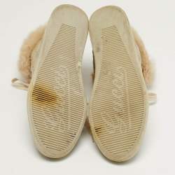 Pre Owned Gucci Guccissima Size 41 Cream Fur and Leather High Top Sneakers