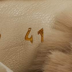Pre Owned Gucci Guccissima Size 41 Cream Fur and Leather High Top Sneakers