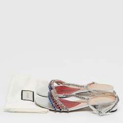 مملوكة مسبقًا صندل غوتشي جلد لامع بيج بحلقة حرف G مبطن مسطح مقاس 35