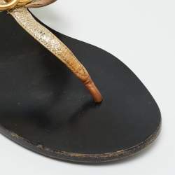 Pre Owned صندل غوتشي جي جي مارمونت جلد ذهبي مسطح مقاس 37