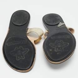 Pre Owned صندل غوتشي جي جي مارمونت جلد ذهبي مسطح مقاس 37