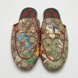 Pre Owned Gucci Princetown Size 39 Multicolor GG Supreme Canvas Tian Print Flat Mules