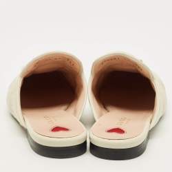 مملوكة مسبقًا Gucci Princetown Size 37 Off White GG Matelassé Leather Flat Mules