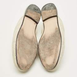 مملوكة مسبقًا Gucci Princetown Size 37 Off White GG Matelassé Leather Flat Mules
