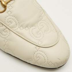 مملوكة مسبقًا Gucci Princetown Size 37 Off White GG Matelassé Leather Flat Mules