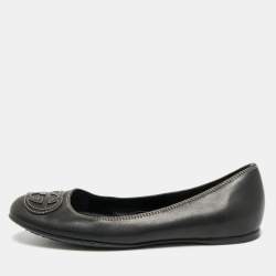 مملوكة مسبقًا Gucci Interlocking GG Size 35.5 Black Leather Ballet Flats