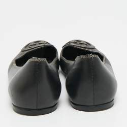مملوكة مسبقًا Gucci Interlocking GG Size 35.5 Black Leather Ballet Flats