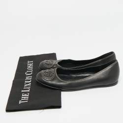 مملوكة مسبقًا Gucci Interlocking GG Size 35.5 Black Leather Ballet Flats