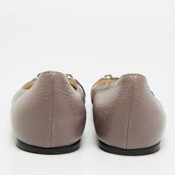 Pre Owned Gucci Size 37 Grey Leather Ballet Flats