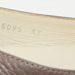 Pre Owned Gucci Size 37 Grey Leather Ballet Flats