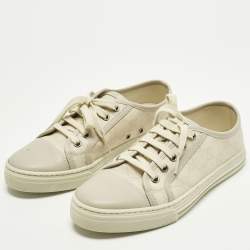 Pre Owned حذاء رياضي غوتشي كانفاس GG أبيض اللون منخفض من أعلى مقاس 37