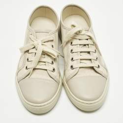 Pre Owned حذاء رياضي غوتشي كانفاس GG أبيض اللون منخفض من أعلى مقاس 37