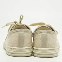 Pre Owned حذاء رياضي غوتشي كانفاس GG أبيض اللون منخفض من أعلى مقاس 37