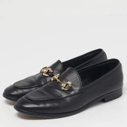 مملوكة مسبقًا Gucci Jordaan Size 37.5 Black Leather Crystal Embellished Loafers
