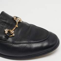 مملوكة مسبقًا Gucci Jordaan Size 37.5 Black Leather Crystal Embellished Loafers