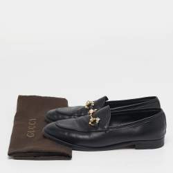 مملوكة مسبقًا Gucci Jordaan Size 37.5 Black Leather Crystal Embellished Loafers