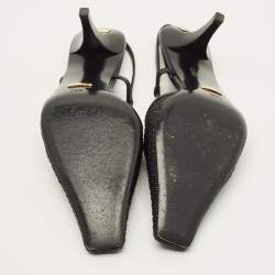 Pre Owned حذاء سهل الارتداء قماش وجلد أسود غوتشي توم GG 75 مقاس 38.5