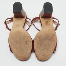 مملوكة مسبقًا Gucci Horsebit Size 36.5 Red Leather Block Heel Ankle Strap Sandals