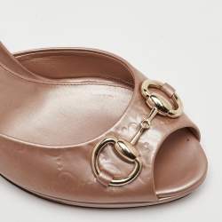 Pre Owned صندل سلايد غوتشي هورسبيت جوتشي سيما جلد لامع بيج مقاس 36.5