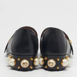 مملوكة مسبقًا حذاء لوفرز غوتشي جي مزدوج جلد أسود مقاس 37