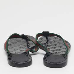 Pre Owned صندل فلات غووتشي جي جي قماش وكانفاس أسود ومقاس 38