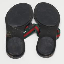 Pre Owned صندل فلات غووتشي جي جي قماش وكانفاس أسود ومقاس 38