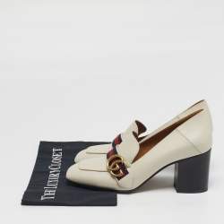 Pre Owned حذاء كعب عالي غوتشي بييتون جلد كريمي مقاس 39