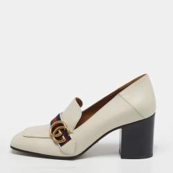 مملوكة مسبقًا Gucci Peyton Size 39 Cream Leather Loafer Pumps