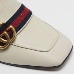 Pre Owned حذاء كعب عالي غوتشي بييتون جلد كريمي مقاس 39