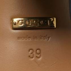 Pre Owned حذاء كعب عالي غوتشي بييتون جلد كريمي مقاس 39