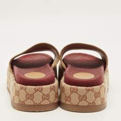 Pre Owned صندل سلايد قماش مونوغرام GG بيج غوتشي مقاس 42