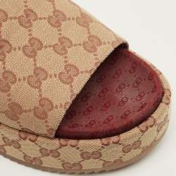 Pre Owned صندل سلايد قماش مونوغرام GG بيج غوتشي مقاس 42