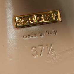 Pre Owned Gucci GG Marmont Size 37.5 Metallic Gold Foil Leather Ankle Strap Sandals